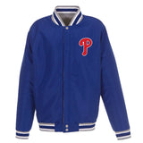 Philadelphia Phillies JH Design - Two-Tone Reversible Fleece Jacket - Gray/Royal