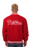 Philadelphia Phillies Wool Jacket w/ Handcrafted Leather Logos - Red