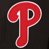 Philadelphia Phillies Wool & Leather Reversible Jacket w/ Embroidered Logos - Black