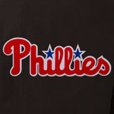 Philadelphia Phillies Wool & Leather Reversible Jacket w/ Embroidered Logos - Black