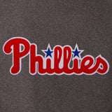 Philadelphia Phillies Wool & Leather Reversible Jacket w/ Embroidered Logos - Charcoal/Black