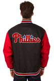 Philadelphia Phillies Poly Twill Varsity Jacket - Black/Red