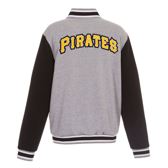 Pittsburgh Pirates JH Design Two-Tone Reversible Fleece Jacket - Gray/Black