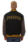 Pittsburgh Pirates Two-Tone Wool Jacket w/ Handcrafted Leather Logos - Black/Gray