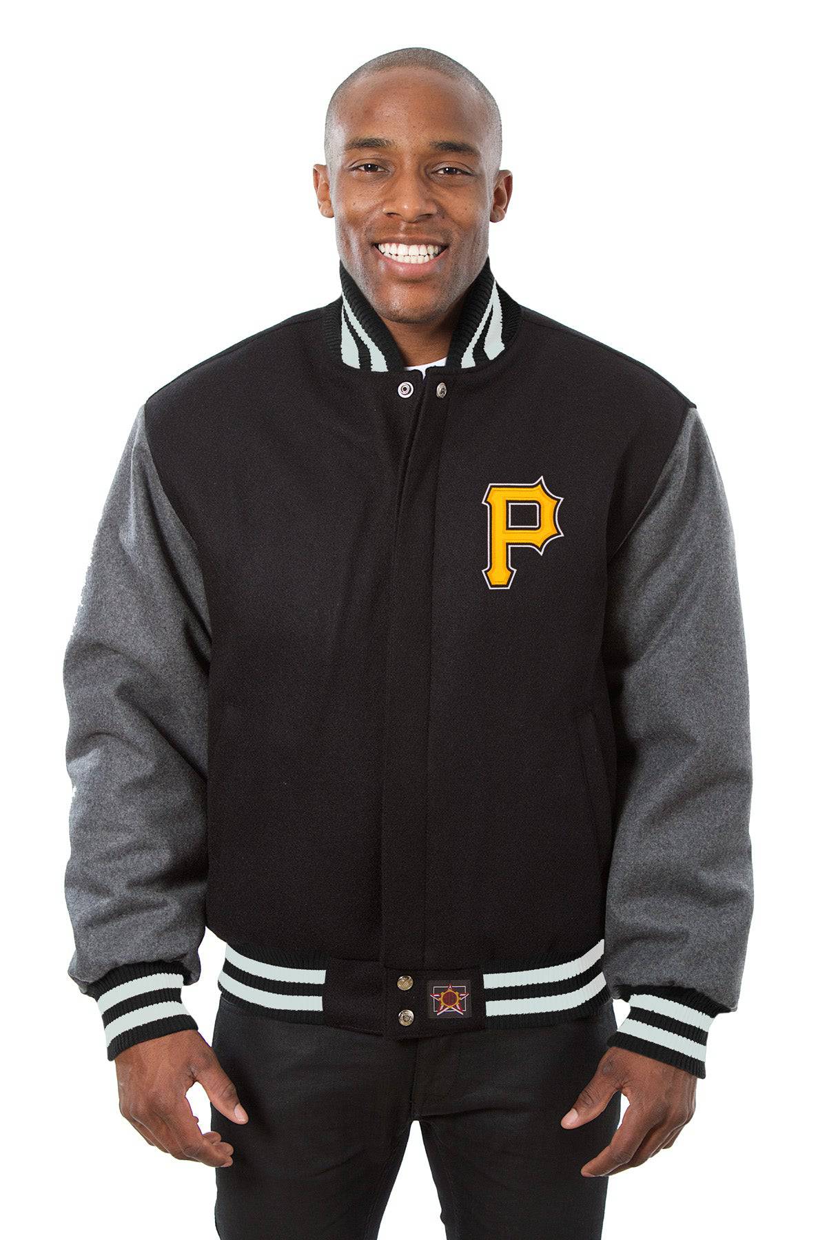 luvistrue スタジャン ブラック/アイボリー Pittsburgh Pirates Embroidered Wool Jacket - Black/Charcoal | J.H.