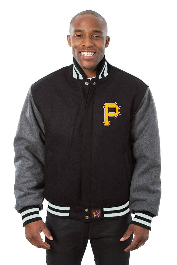 Pittsburgh Pirates Embroidered Wool Jacket - Black/Charcoal