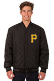 Pittsburgh Pirates Wool & Leather Reversible Jacket w/ Embroidered Logos - Black