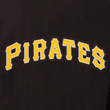 Pittsburgh Pirates Wool & Leather Reversible Jacket w/ Embroidered Logos - Black