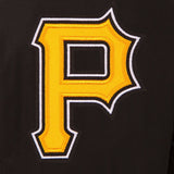 Pittsburgh Pirates Wool & Leather Reversible Jacket w/ Embroidered Logos - Black