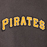 Pittsburgh Pirates Wool & Leather Reversible Jacket w/ Embroidered Logos - Charcoal/Black