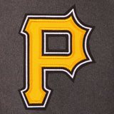 Pittsburgh Pirates Wool & Leather Reversible Jacket w/ Embroidered Logos - Charcoal/Black