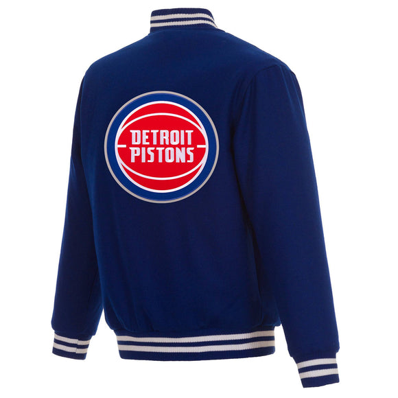 Detroit Pistons Reversible Wool Jacket - Embroidered Logos JH Design-Royal