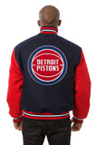 Detroit Pistons Embroidered Handmade Wool Jacket - Navy/Red