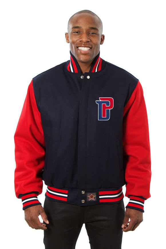 Detroit Pistons Embroidered Handmade Wool Jacket - Navy/Red