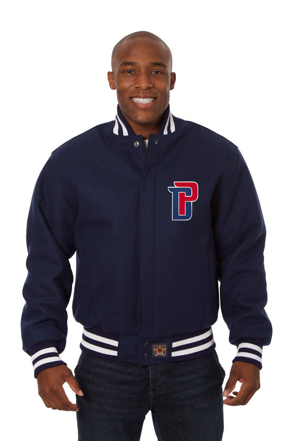 Detroit Pistons Embroidered Handmade Wool Jacket - Navy