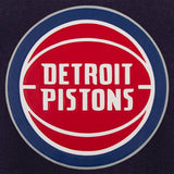 Detroit Pistons Domestic Two-Tone Wool and Leather Jacket-Navy/White