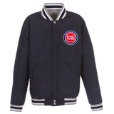 Detroit Pistons JH Design Two-Tone Reversible Fleece Jacket - Gray/Navy