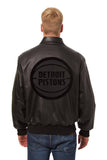 Detroit Pistons Full Leather Jacket - Black/Black