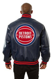 Detroit Pistons Full Leather Jacket - Navy