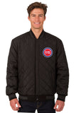 Detroit Pistons Wool & Leather Reversible Jacket w/ Embroidered Logos - Charcoal/Black