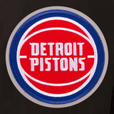 Detroit Pistons Wool & Leather Reversible Jacket w/ Embroidered Logos - Black