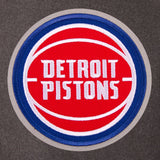 Detroit Pistons Wool & Leather Reversible Jacket w/ Embroidered Logos - Charcoal/Black