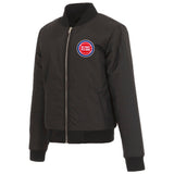 Detroit Pistons JH Design Reversible Women Fleece Jacket - Black