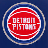 Detroit Pistons - JH Design Reversible Fleece Jacket with Faux Leather Sleeves - Royal/White