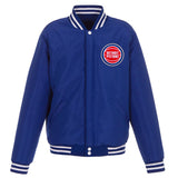 Detroit Pistons - JH Design Reversible Fleece Jacket with Faux Leather Sleeves - Royal/White