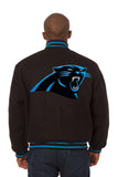 Carolina Panthers JH Design Wool Handmade Full-Snap Jacket - Black - J.H. Sports Jackets