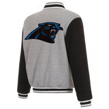 Carolina Panthers Two-Tone Reversible Fleece Jacket - Gray/Black