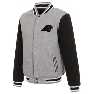 Carolina Panthers Two-Tone Reversible Fleece Jacket - Gray/Black