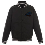 Carolina Panthers Poly Twill Varsity Jacket - Black