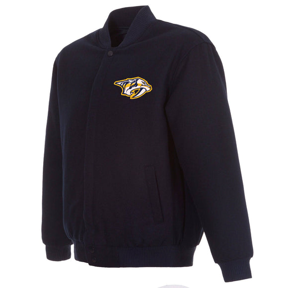 Nashville Predators Reversible Wool Jacket - Embroidered Logos - JH Design  Black