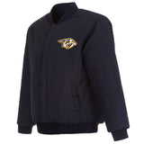 Nashville Predators Reversible Wool Jacket --Embroidered Logos - JH Design  Navy