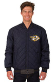 Nashville Predators Wool & Leather Reversible Jacket w/ Embroidered Logos - Charcoal/Navy