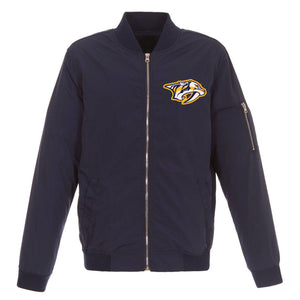 Nashville Predators JH Design Lightweight Nylon Bomber Jacket – Navy