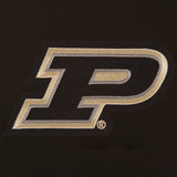 Purdue Boilermakers JH Design Reversible Fleece Jacket with Faux Leather Sleeves - Black/White - J.H. Sports Jackets