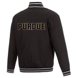 Purdue Boilermakers Poly Twill Varsity Jacket - Black - J.H. Sports Jackets