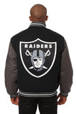 Las Vegas Raiders JH Design Wool Handmade Full-Snap Jacket - Black/Grey - J.H. Sports Jackets