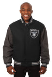 Las Vegas Raiders JH Design Wool Handmade Full-Snap Jacket - Black/Grey