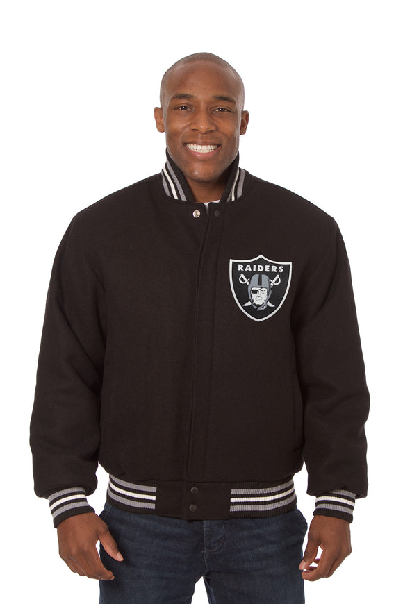 Las Vegas Raiders JH Design Wool Handmade Full-Snap Jacket - Black - J.H. Sports Jackets