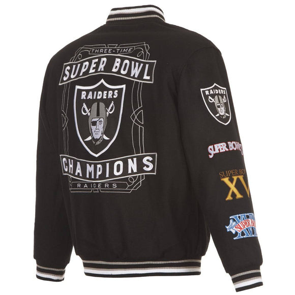 Las Vegas Raiders Commemorative Reversible Wool Championship Jacket - Black