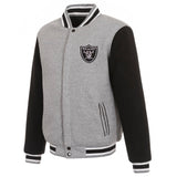 Las Vegas Raiders Two-Tone Reversible Fleece Jacket - Gray/Black