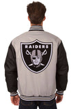 Las Vegas Raiders Poly Twill Varsity Jacket - Grey/Black