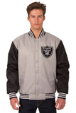 Las Vegas Raiders Poly Twill Varsity Jacket - Grey/Black