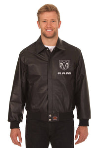 Dodge Ram Embroidered Leather Jacket - Black