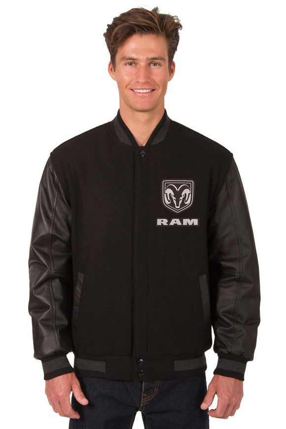 Dodge Ram Wool & Leather Reversible Varsity Jacket - Black