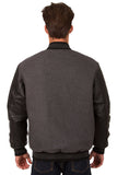 Dodge Ram Wool & Leather Reversible Varsity Jacket - Charcoal/Black