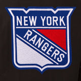 New York Rangers Wool & Leather Reversible Jacket w/ Embroidered Logos - Black